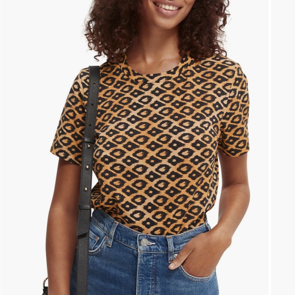 Scotch & Soda Black and Tan Fitted Short Sleeve T-Shirt